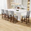 Ensemble de 4 tabourets de bar Mid-Century de 40,4 po avec dossier, tabourets de bar rembourrés en lin avec pieds en bois massif pour la salle à manger de l'îlot de cuisine (chaises 4 pièces)-1832173906
