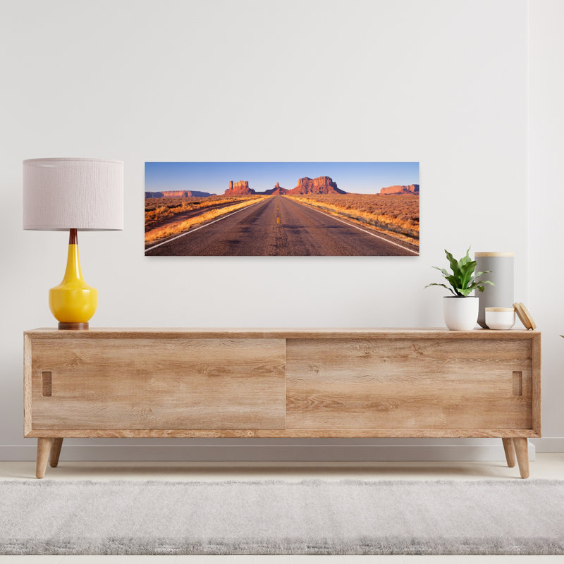 Route, Monument Valley, Arizona, États-Unis, art contemporain abstrait, architecture murale, H 12 po x l 36 po