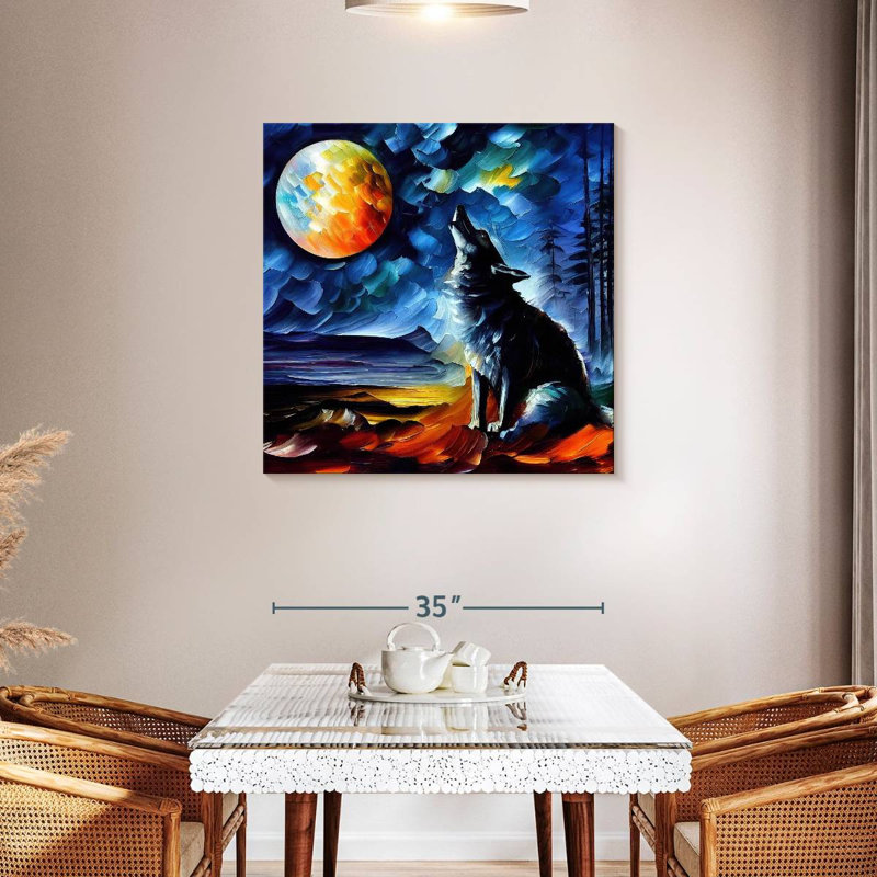Brampt Moonlit Wolf I, 36" H x 36" W