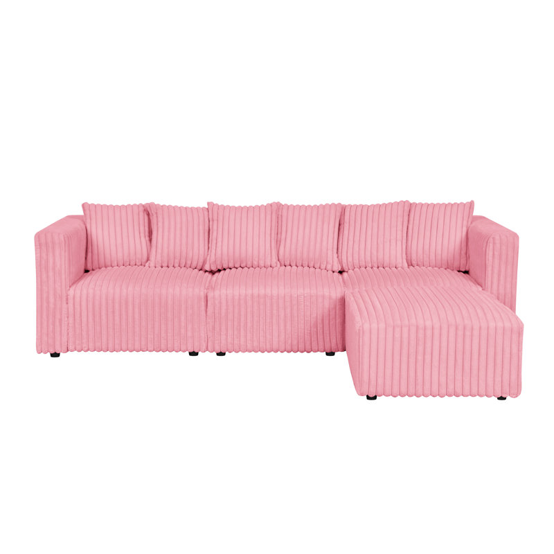 Canapé modulaire Dalmerlington, Fausse fourrure rose