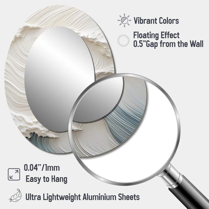 Miroir mural ovale blanc et bleu, 40 po x 30 po
