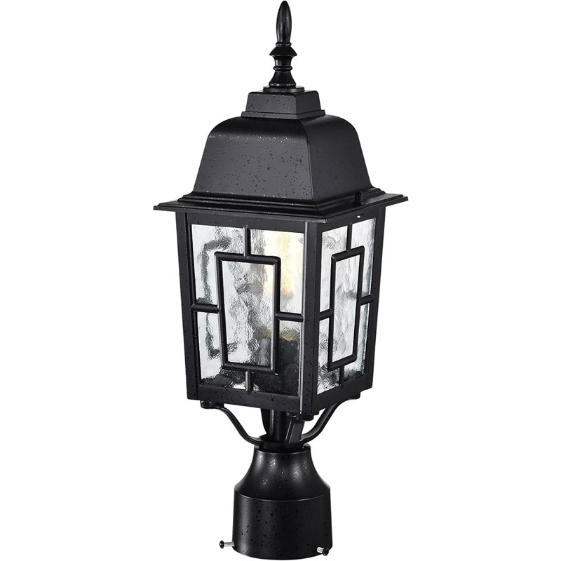 Luminaire extérieur de style lanterne extérieure avec verre d'eau transparent, noir texturé