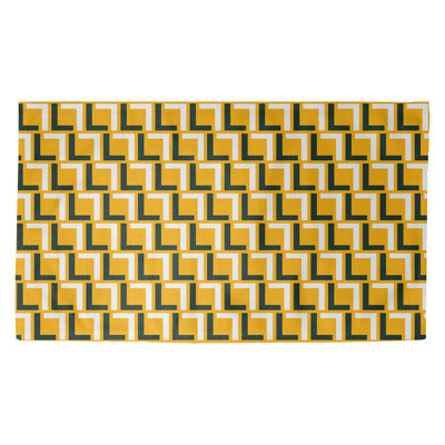 Tapis géométrique jaune / noir / blanc