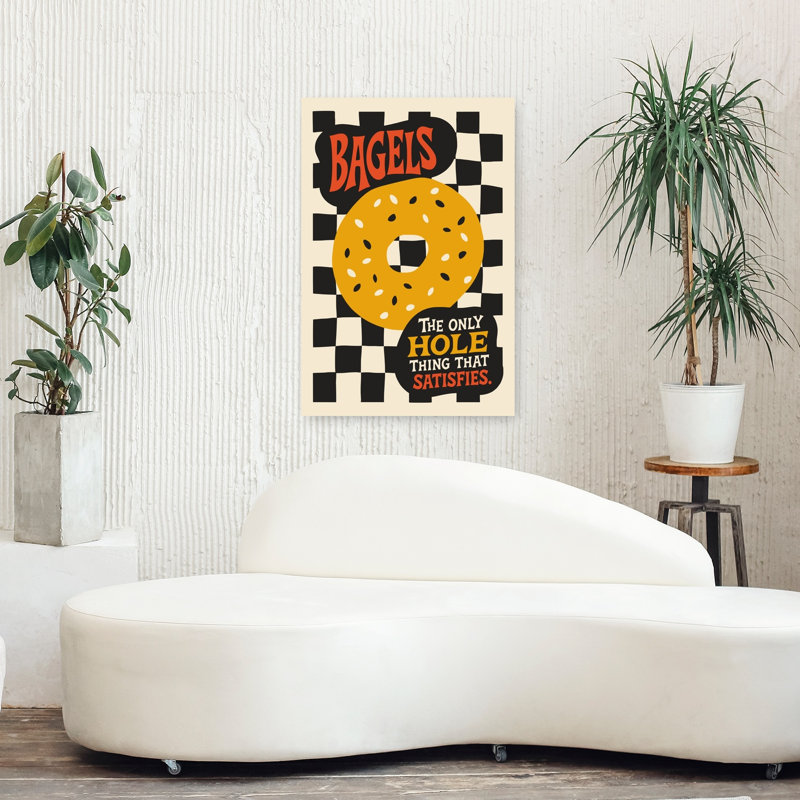 «Retro Bagel Quote Playful Retro», reproduction d'art murale, H 36 po x l 24 po