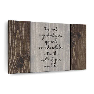 Most Important Work Typography - Wrapped Canvas Print