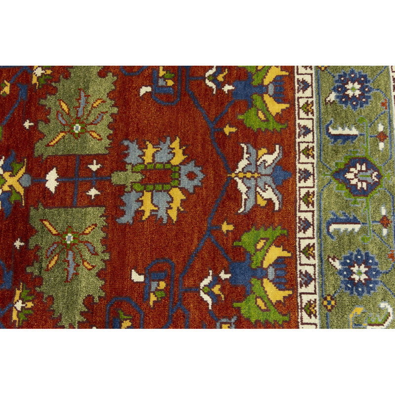 Tapis floral orange fait à la main 9 x 12 Heriz Serapi
