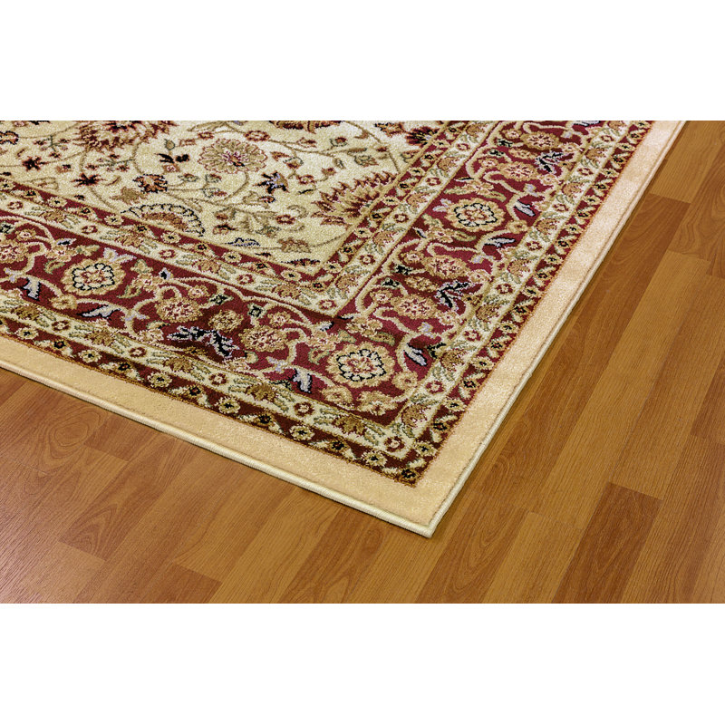 Tapis de zone crème/rouge Mishawaka, Rectangle 2 pi x 3 pi 6 po