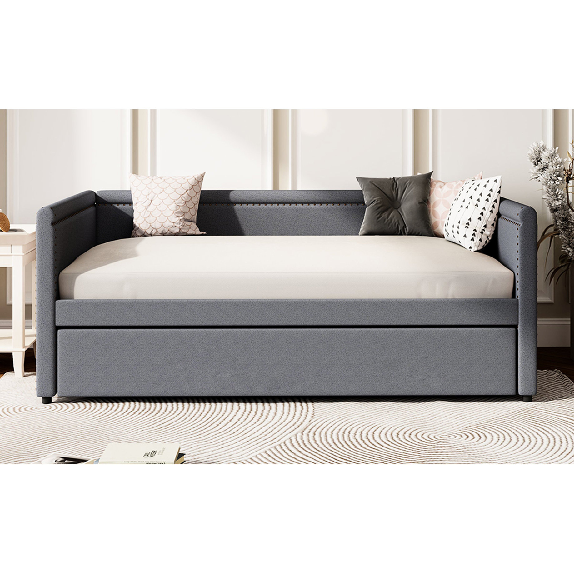 Latitude Run® Traditional Twin Daybed With Trundle And Upholstered ...