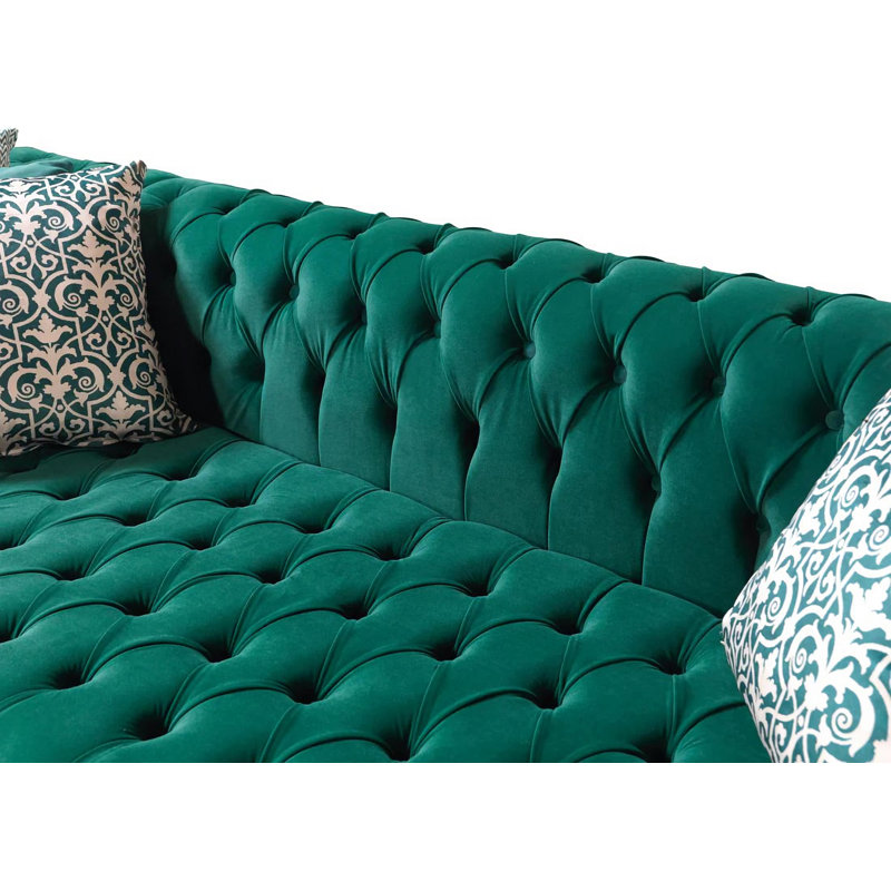 Canapé modulaire en velours vert Lorena, Velours vert