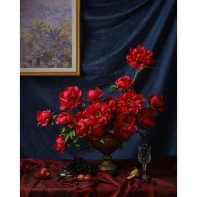 17" Red Artificial Silk Peony Flowers Box Combo for DIY (16 Pieces)