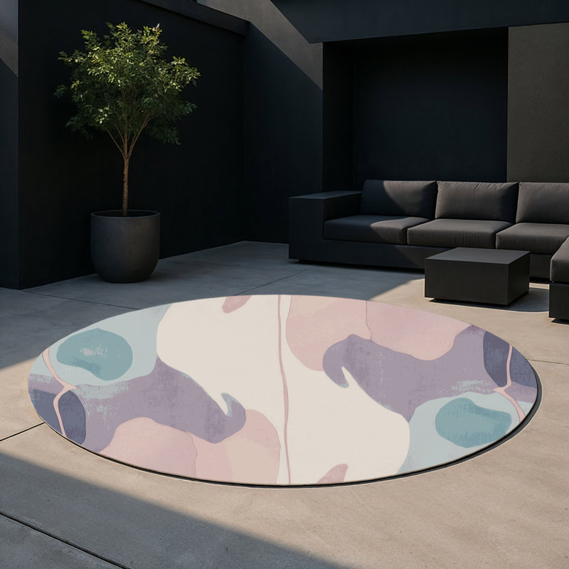 Tapis intérieur et extérieur Tranquil Streams, Rond 5 pi