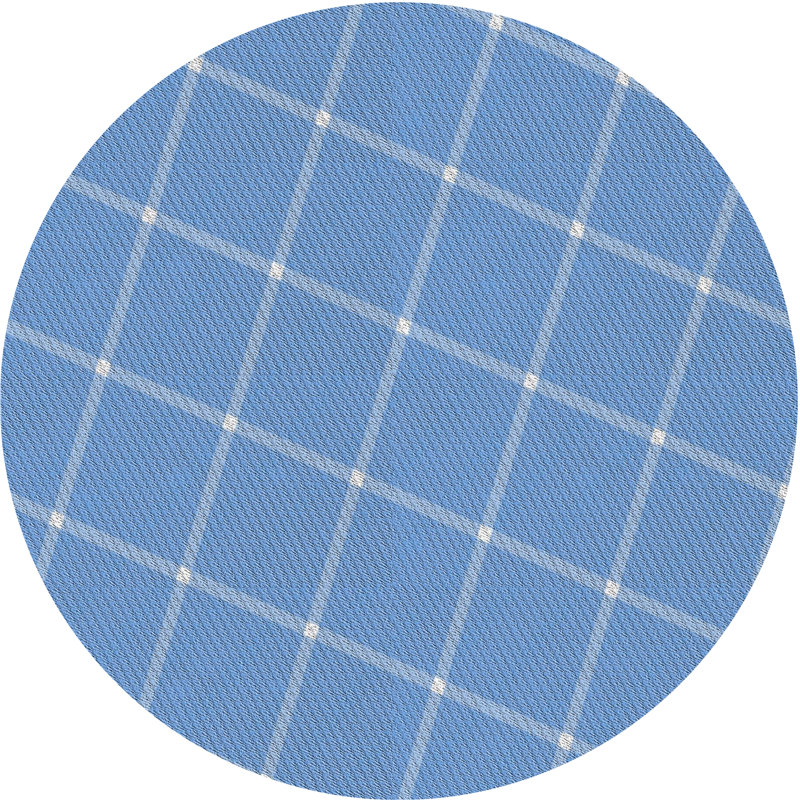 Tapis bleu tissé à la machine, Rond 7 pi