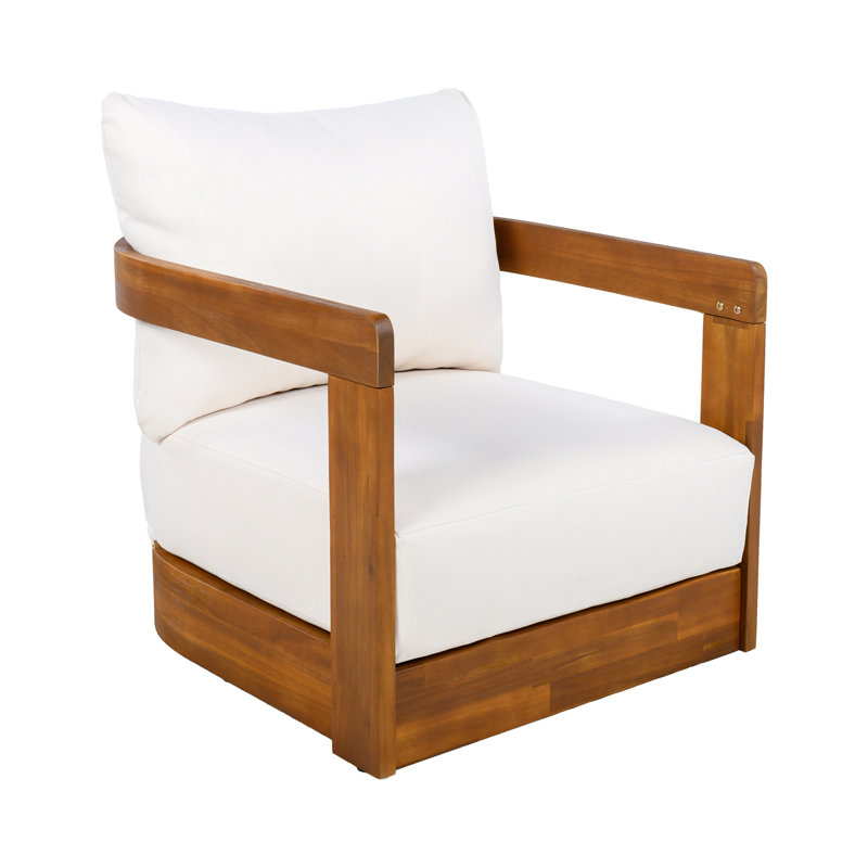 Fauteuil club d'extérieur en bois d'acacia