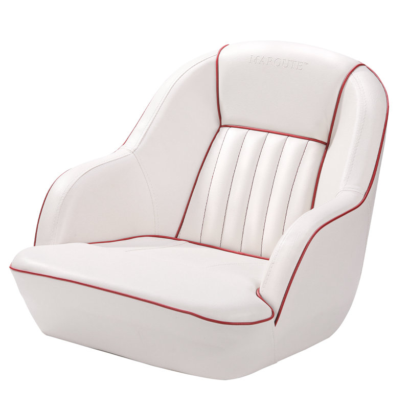 White Red Premium Pontoon Boat Seat Captain Bucket Seat Rgonomic Captains Bucket Waterproof Boat Cabin Captain Chair
