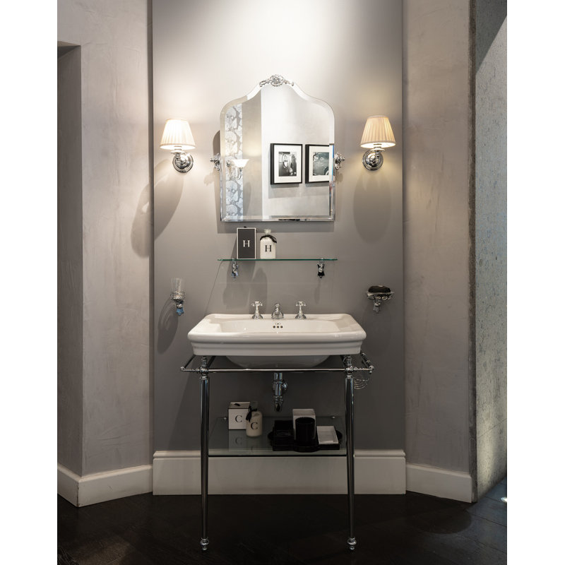Etoile Rectangular Console Bathroom Sink with Overflow, White/Chrome, Single