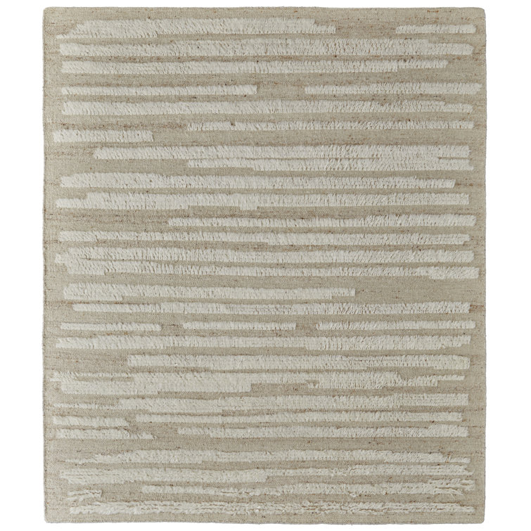 Jalaycia Abstract Hand Loomed Wool Area Rug in Beige/White