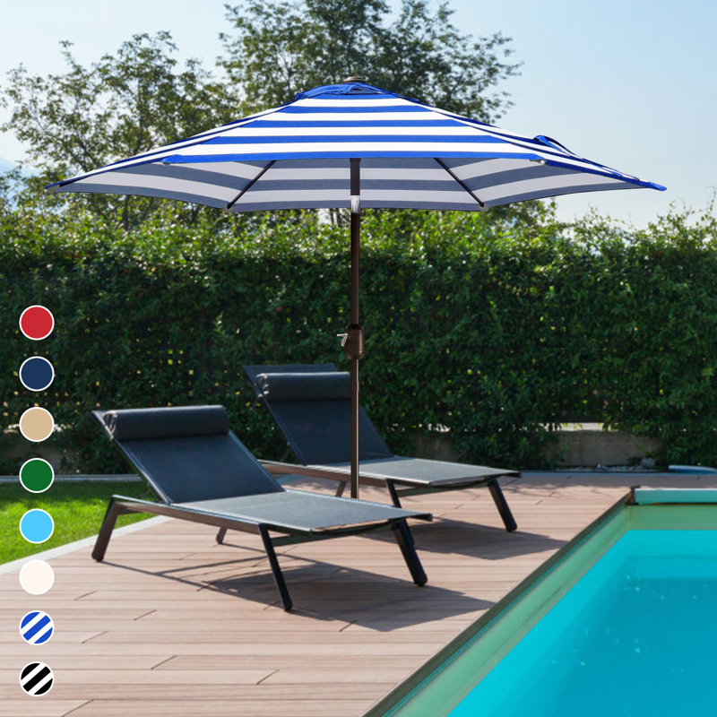 Parasol Shadan avec contrepoids inclus, Bleu / blanc
