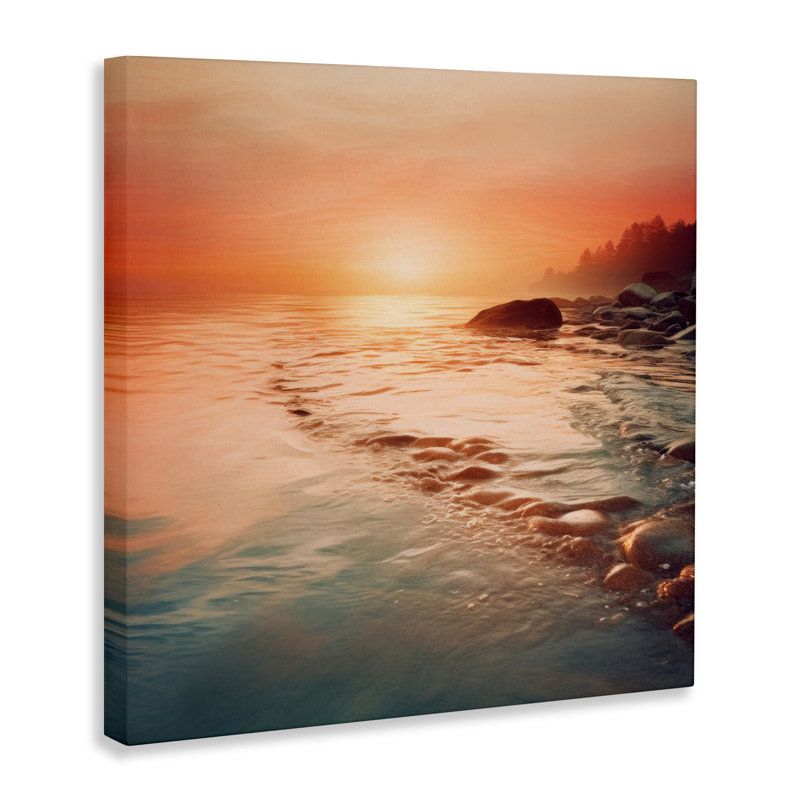 Coucher de soleil sur la mer, conception par Lazar Studio, H 17 po x l 17 po