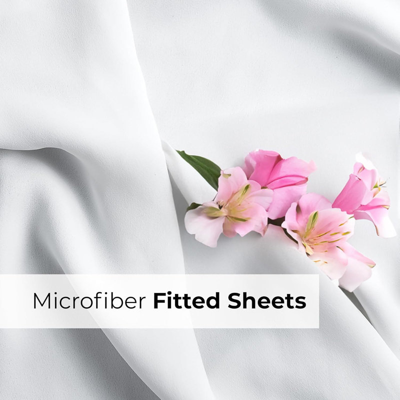 Extra Deep Pocket Fitted Sheet Only, Cooling & Breathable Bed Sheet, Soft, Fits 18–24 Inch Mattress, Queen, White