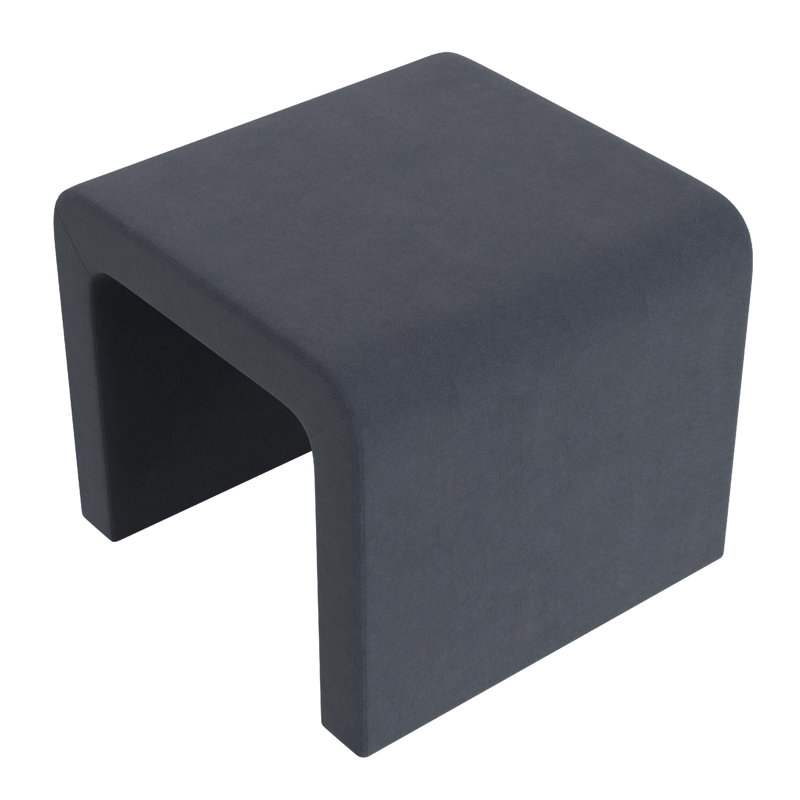 Repose-pieds avec repose-pieds Ari, chenille orange rouille, 22 po Ari, Velours bleu acier