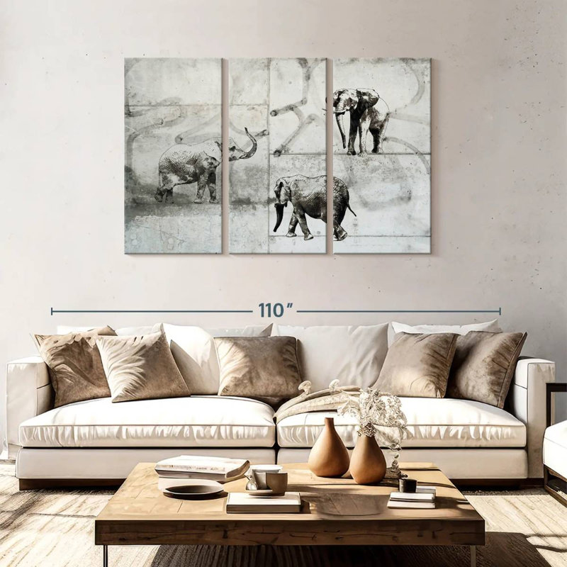 Brampt Three Elephants, 48" H x 74" W