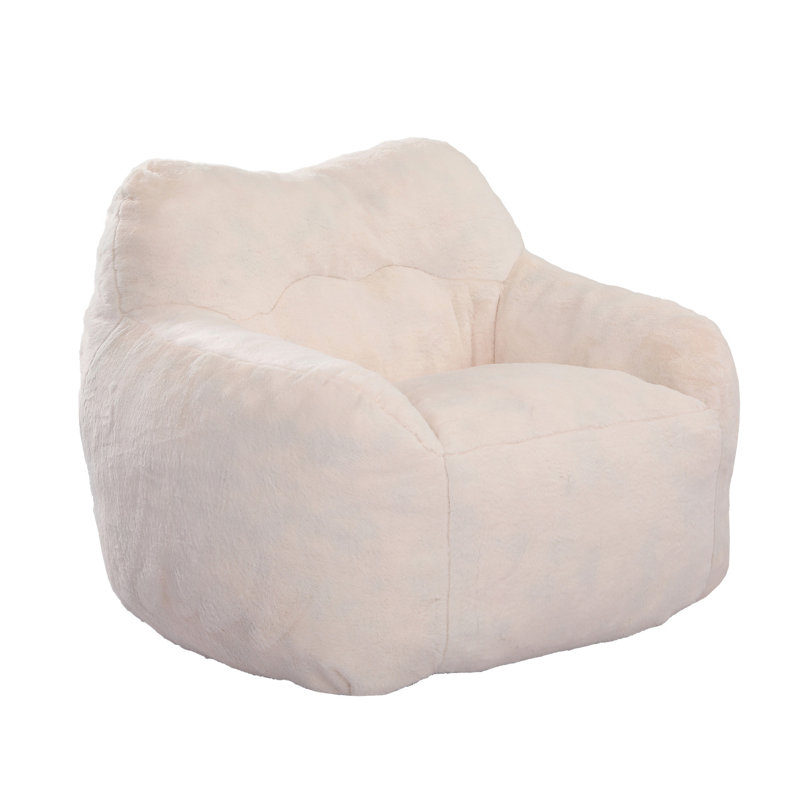 Bean Bag Chair, White Faux Fur