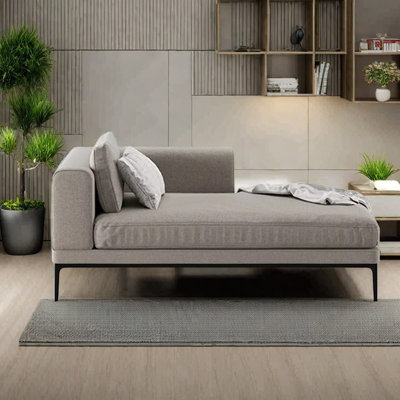 Chaise longue en coton et lin éponge
