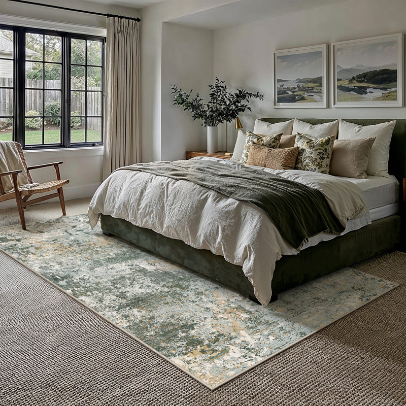 Sarah Modern Abstract Machine Washable Area Rug with Non-Slip Backing, Rectangle 9' x 12'