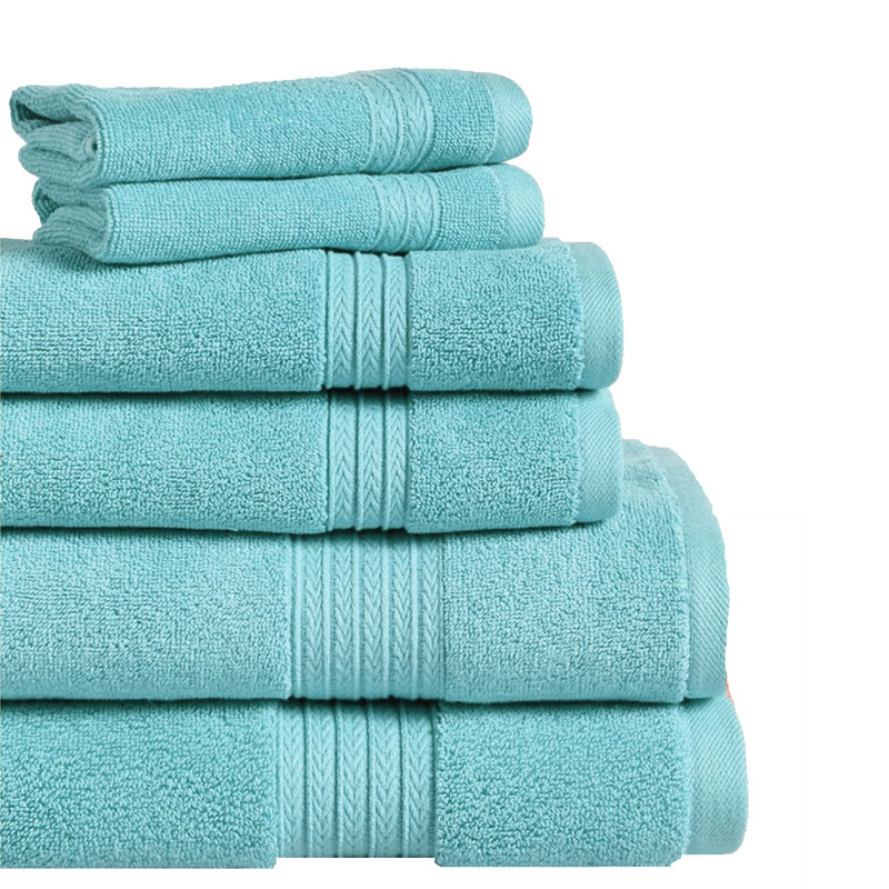 Ensemble de serviettes 6 pièces 100% coton, Aigue-marine