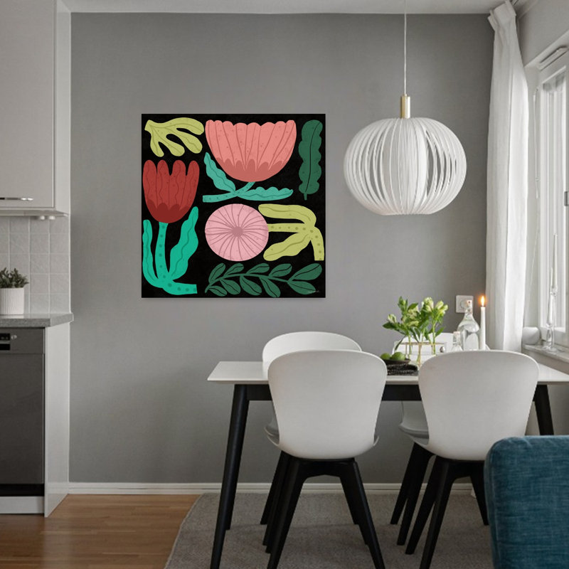 Art floral moderne abstrait contemporain, H 32 po x l 32 po