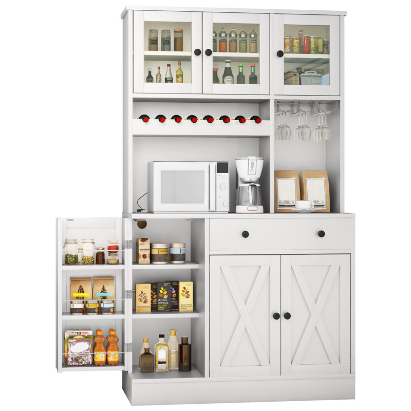 Armoire de rangement avec garde-manger Gracie Oaks, Blanc