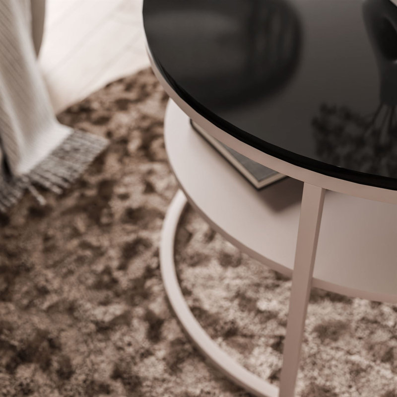 Frame Coffee Table with Storage, Black Gloss
