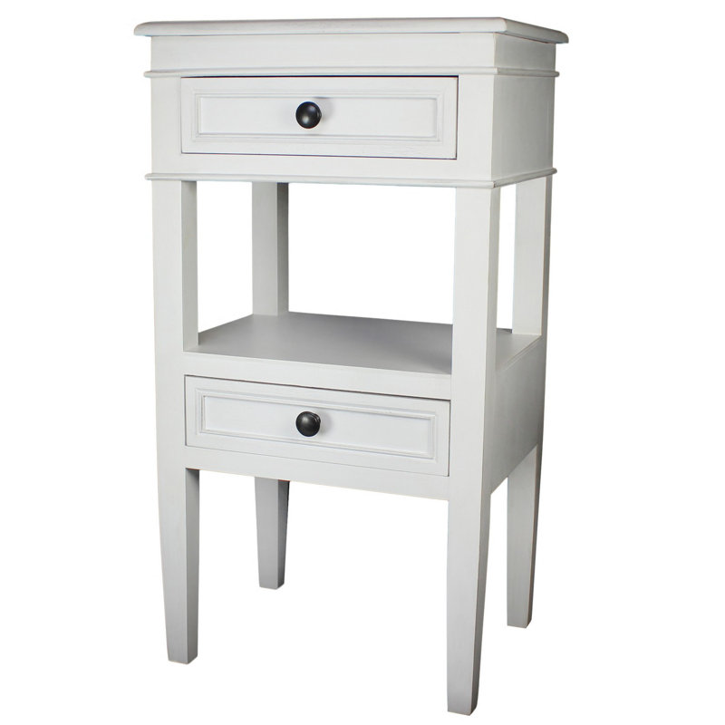 Table de bout à 4 tiroirs avec rangement Braddy, Blanc