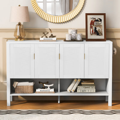 Crédence de bureau 55 po à 4 portes avec rangement ouvert