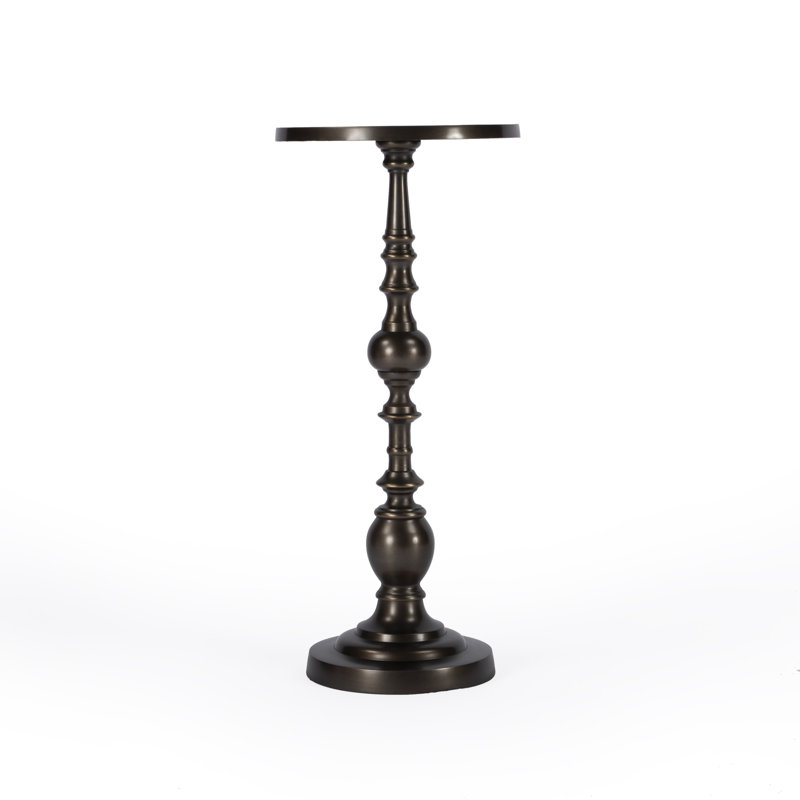 Darien Round Pedestal 10"W Side Table, Bronze