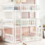 Lit simple superposé simple en bois d'hévéa blanc détachable avec échelles et barrières de sécurité pour chambre à coucher, taille triple, fabriquée en-1943912228