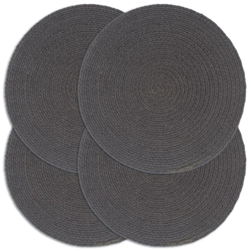 Billingsy Cotton Solid Colour Round Placemat, Dark Grey