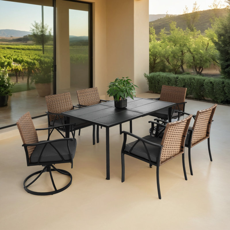 7 Pieces Patio Dining Set Outdoor Furniture Set with Dining Table and Chairs
