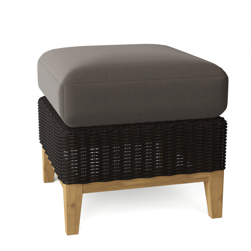 Frances Outdoor Teak Ottoman, Ash, Frances Black