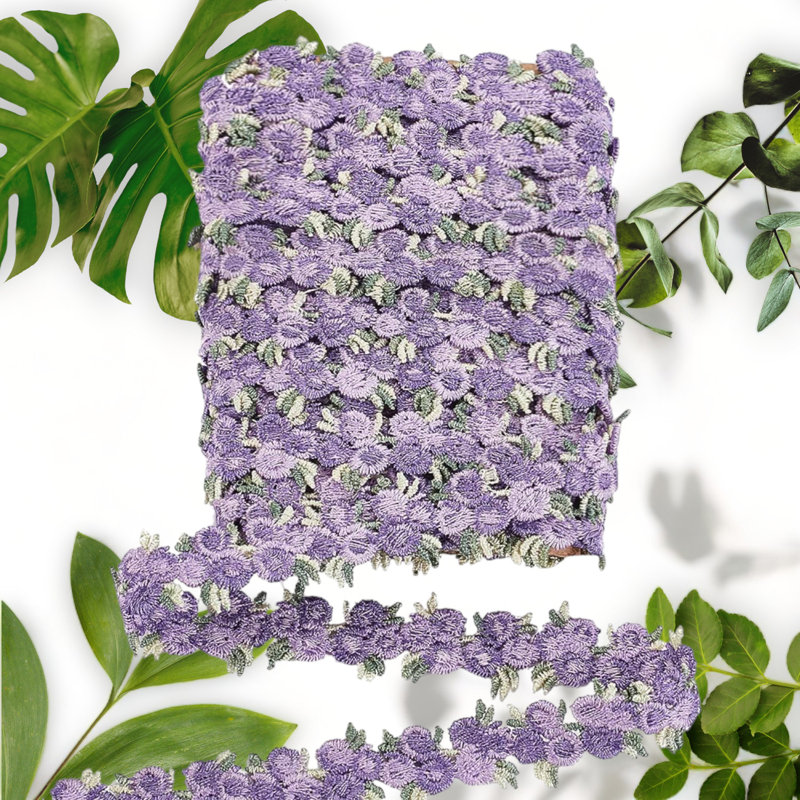 Purple Flower Lace Trim 5 Yards