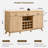 60"W Wine Coffee Bar Cabinet Natural Weathered Finish With 3 Drawers, Wine & Glass Rack-567541283