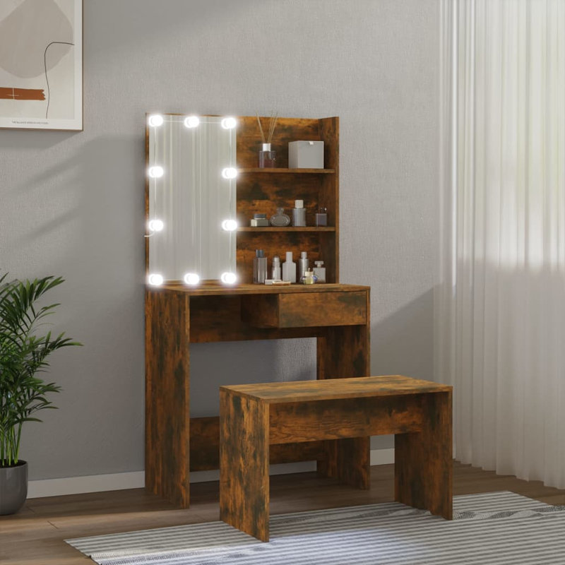Itamar Dressing Table with Mirror, Brown