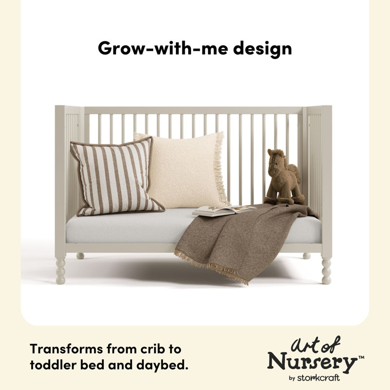 Rio 5-in-1 Convertible Crib with Toddler Guardrail, Frosted Oat 