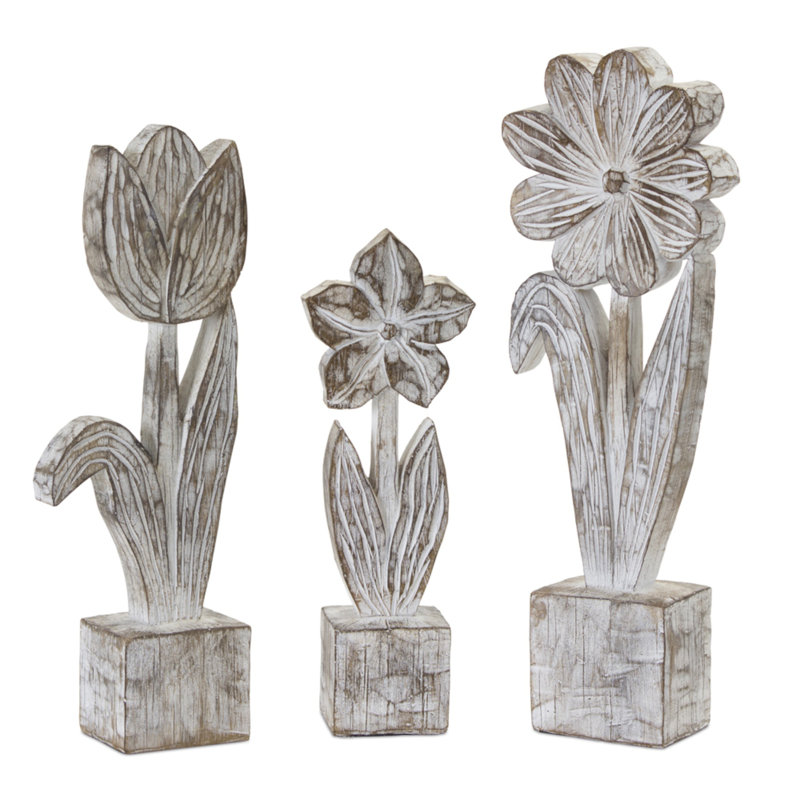 Kirree 3 Piece Potted Floral Sculpture Set