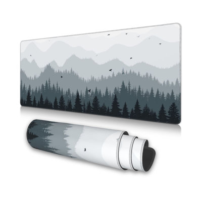 Large Mouse Pad, Full Desk XXXL Extended Gaming Mouse Mat 35"" X 17"", Misty Forest Design Background Mousepad Keyboard With Non-Slip Rubber Base For Ga -  Brayden Studio®, 774CB22DC67B49AB89DBC7AF3DA984A2