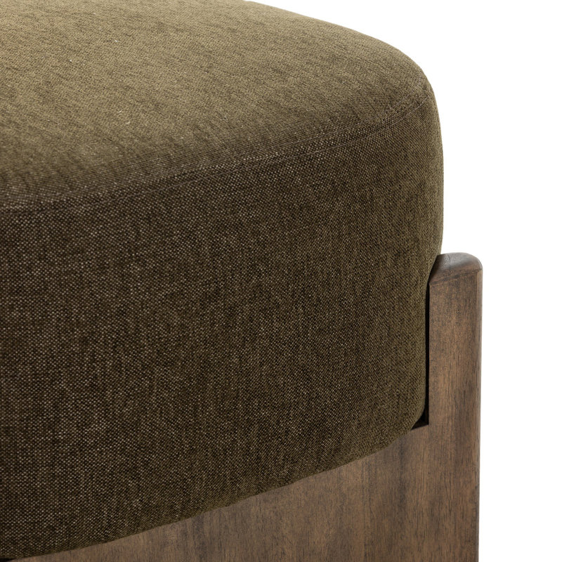 Kirby Accent Stool, Polyester, Sutton Olive, 20.25" H x 22.5" W x 22.5" D