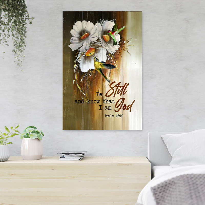 «Flowers & Birds - Be Still And Know That I Am God», reproduction d'art graphique sur toile tendue