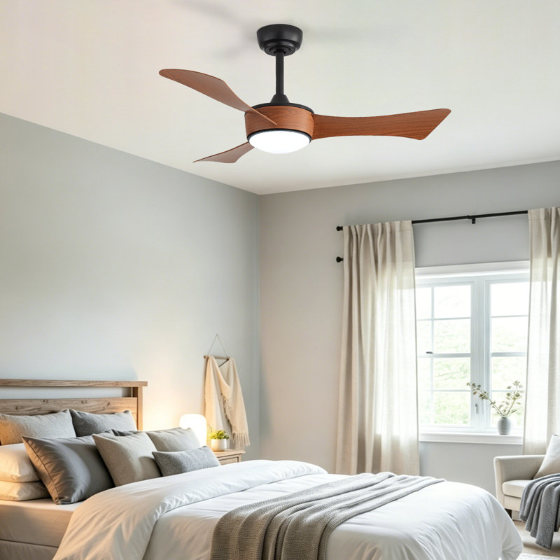 Ventilateur de plafond moderne noir et brun à 3 pales de 42 po avec ensemble d'éclairage / télécommande Kemp Kemp pour toute pièce moderne