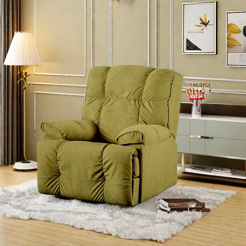 Soft Microfiber Recliner With Enhanced Support Upholstered Recliner, Ivory