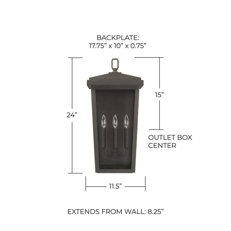 Donnelly Wall Light, 24" H  x 11.5" W  x 8.25" D, Oiled Bronze